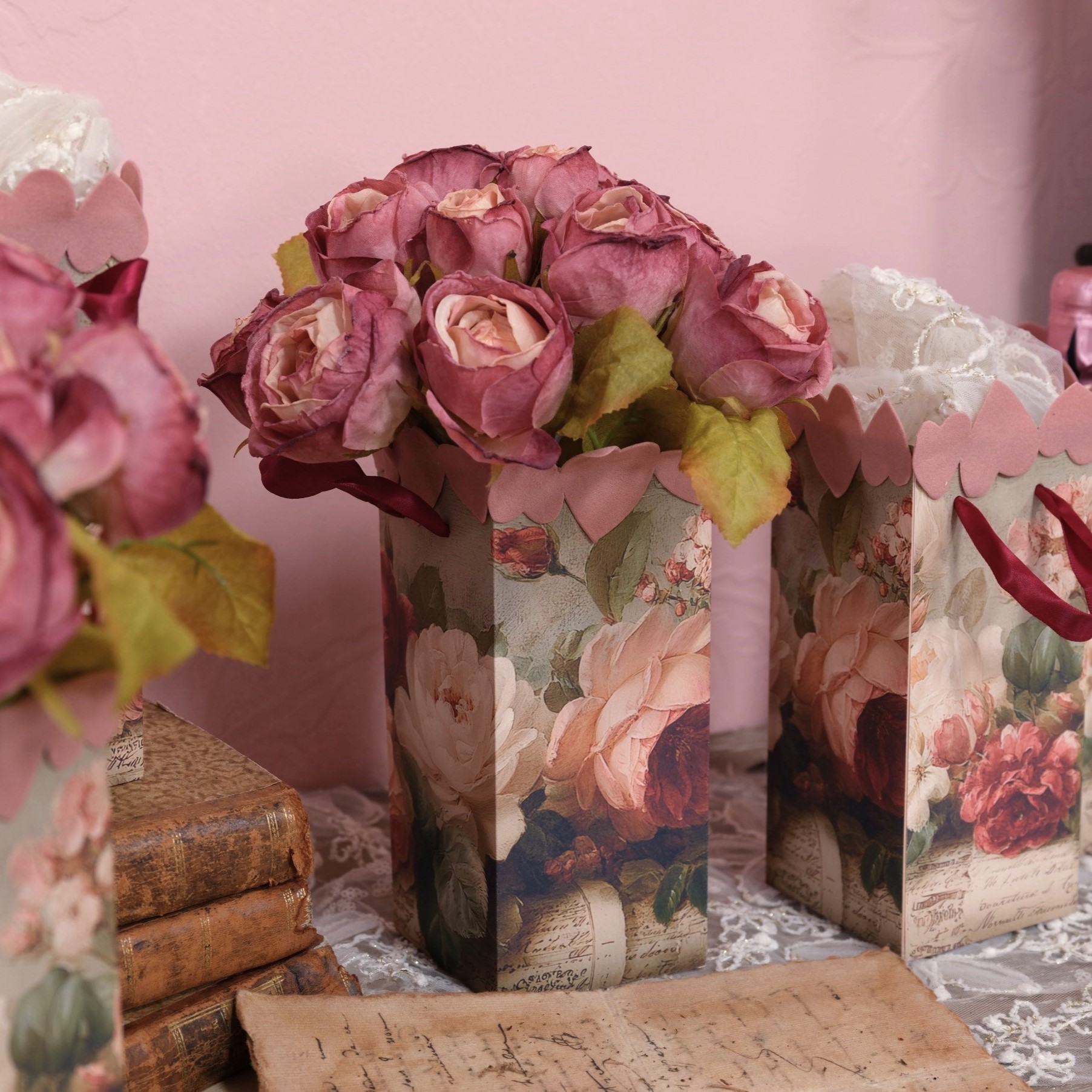4er Set Papiertüten "Roses" Tüten-2