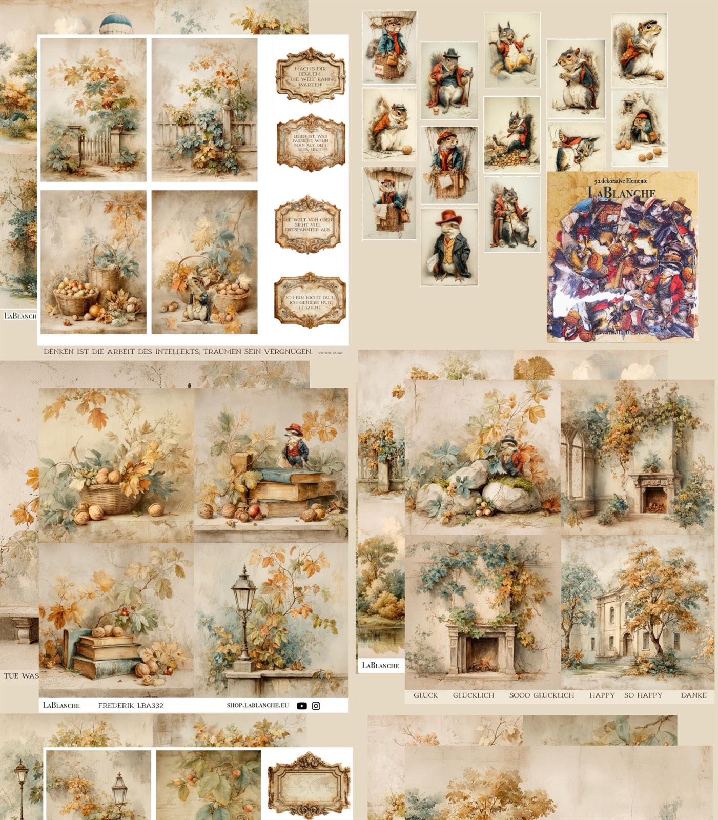 Papierset "Herbst" (Frederick) - 15 Papiere, 15 Tags & 104 Gelaserte Elemente