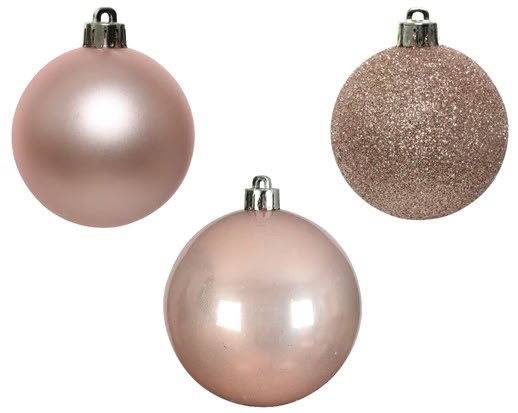 10er Set Weihnachtskugeln 6cm - Rosa K020183