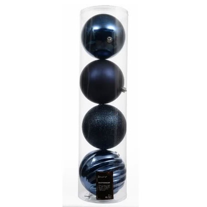 4er Set XXL Weihnachtskugeln 14cm - Blau K022836