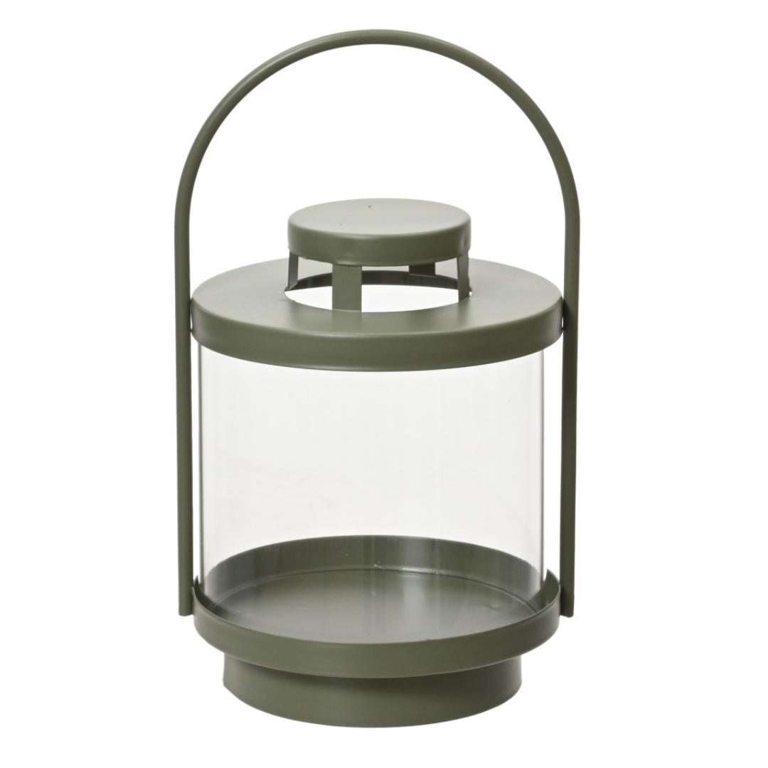 Eisenlaterne mit Glas 21cm - Grün