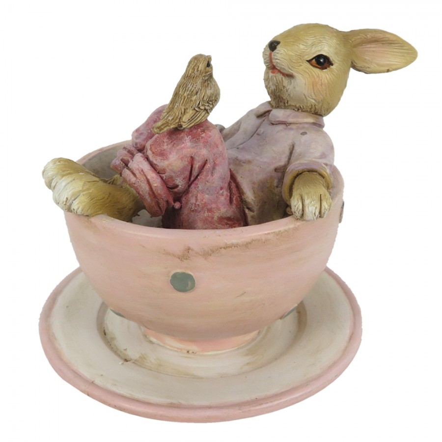 Figur "Hase in rosa Tasse"