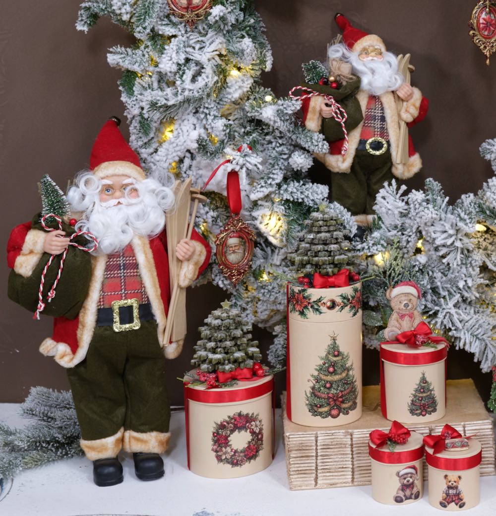 Großer stehender Weihnachtsmann mit Skiier - 30cm K547657