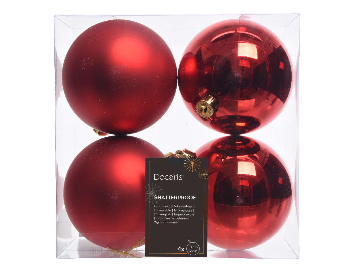 4er Set Weihnachtskugel 10cm - Rot K022167