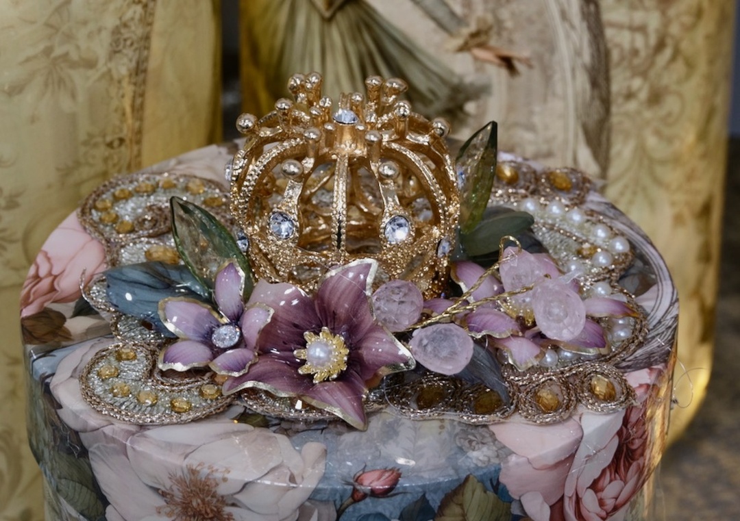4 Bogen Folienblumen "Allegra" mit Goldfolienbedruckung