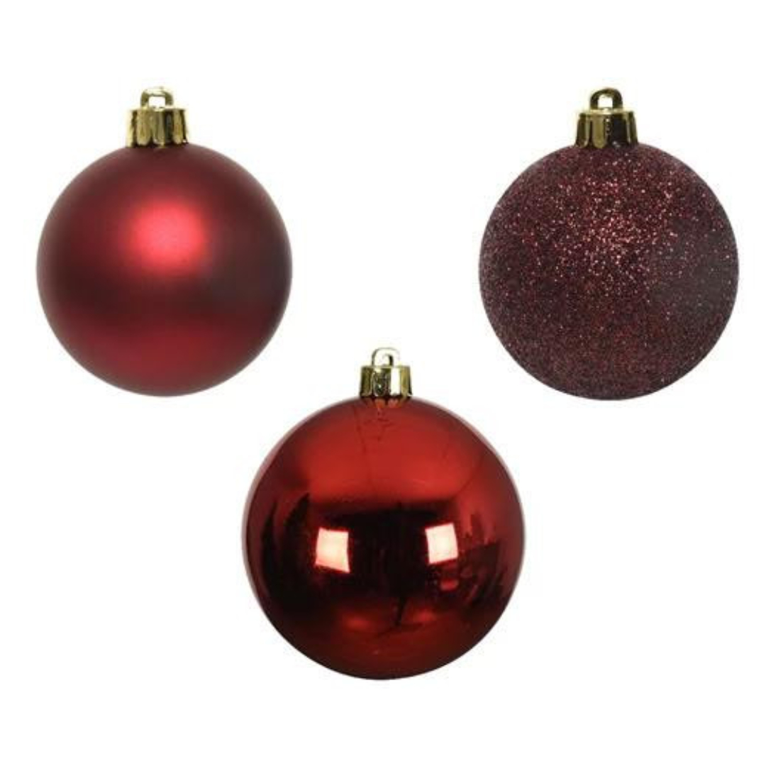 10er Set Weihnachtskugeln 6cm - Rot K020173