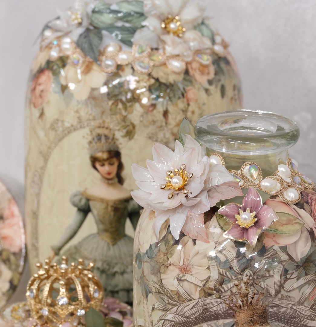 4 Bogen Folienblumen "Allegra" mit Goldfolienbedruckung