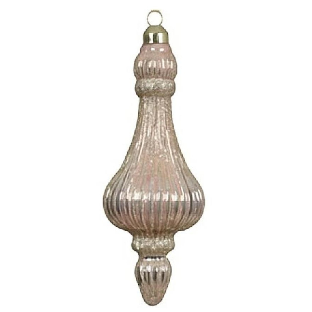 2er Set Weihnachtskugeln Glas 6x17cm - Creme K070395-a