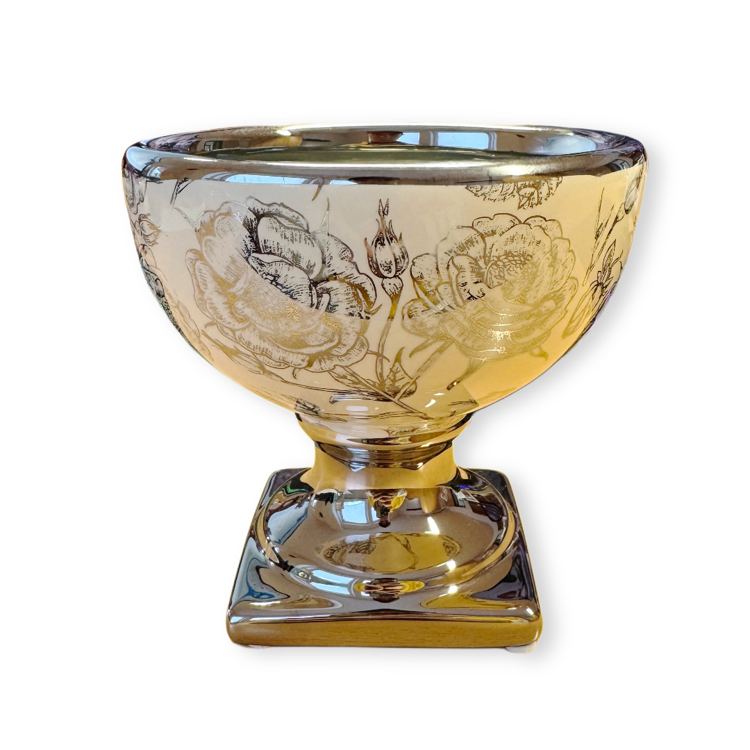 Kleine Deko Vase "Antik Flowers" abgerundet - 12cm