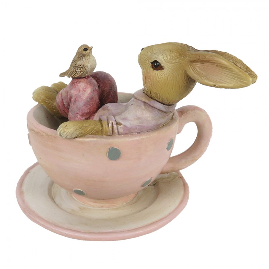 Figur "Hase in rosa Tasse"