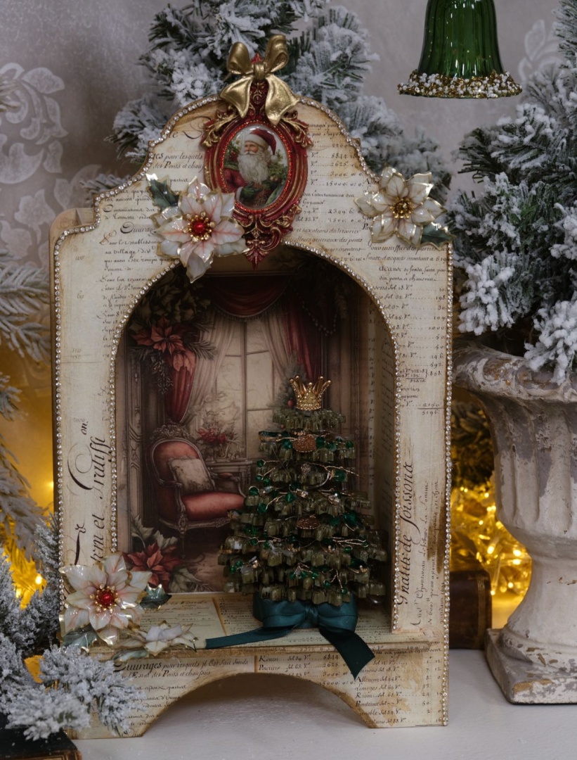 4 Bogen Folienblumen Rot & Gold "Weihnachten 2025" Teddy-05