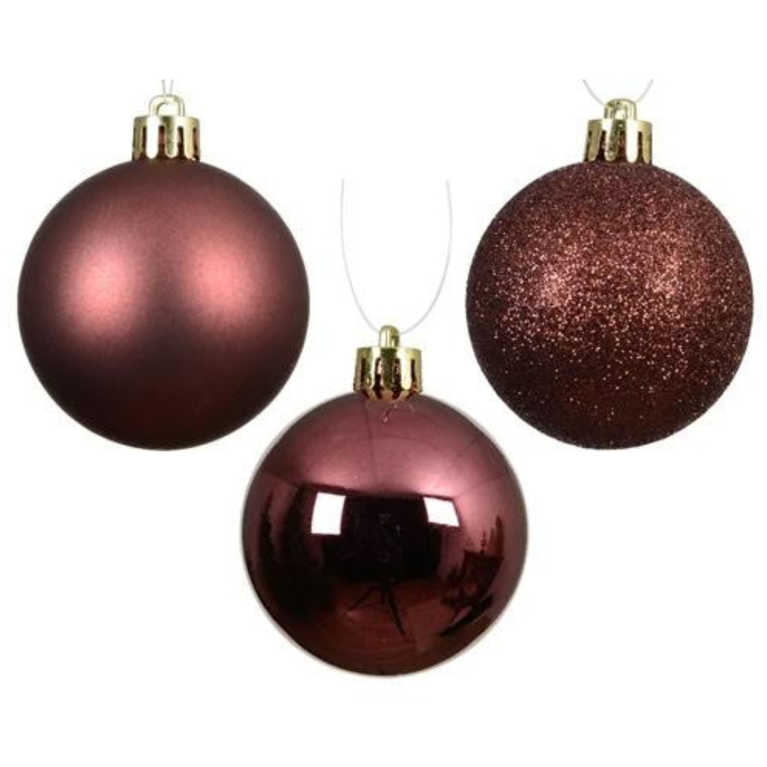 10er Set Weihnachtskugeln 6cm - Bordeaux K022749