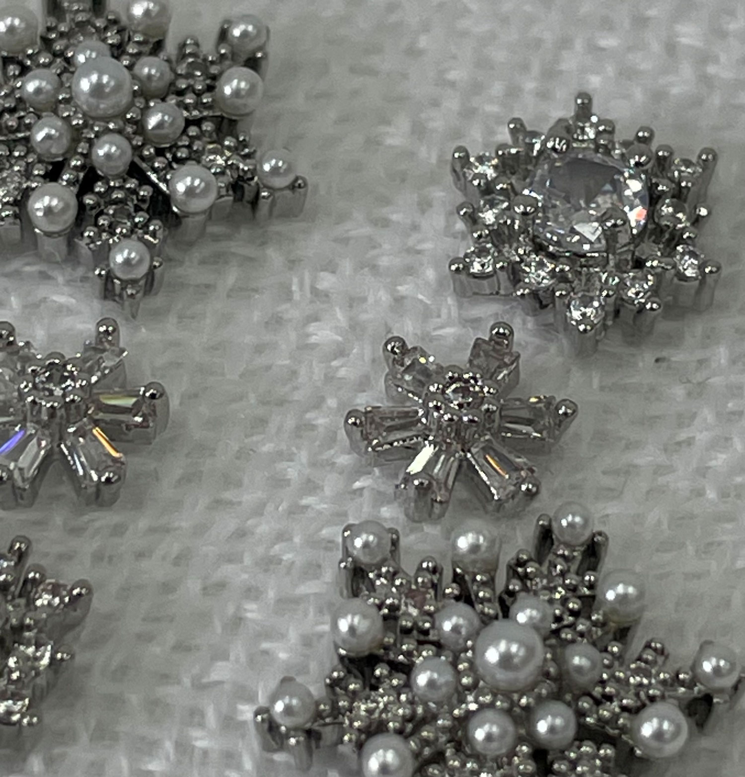 6 Dekoelemente "Schneeflocke" silber