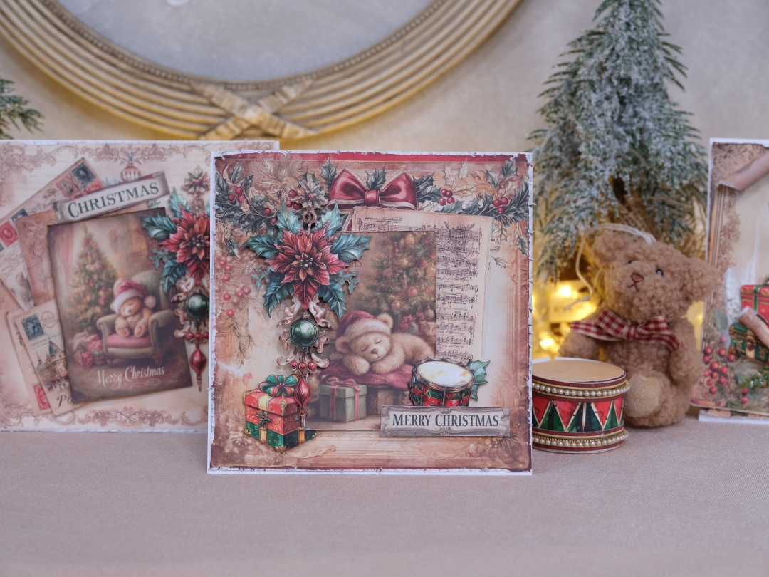 Reispapier Set "Sleeping Teddys" - 2 Bogen Teddy-13