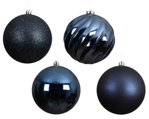 4er Set XXL Weihnachtskugeln 14cm - Blau K022836