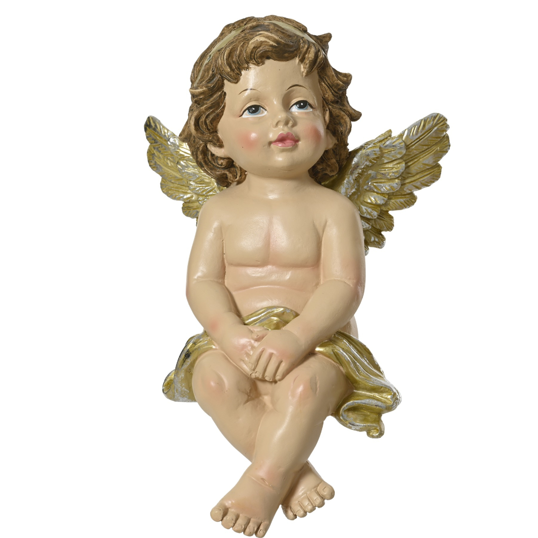 Sitzender Engel mit Blick nach Links - 22,5cm K537729-a