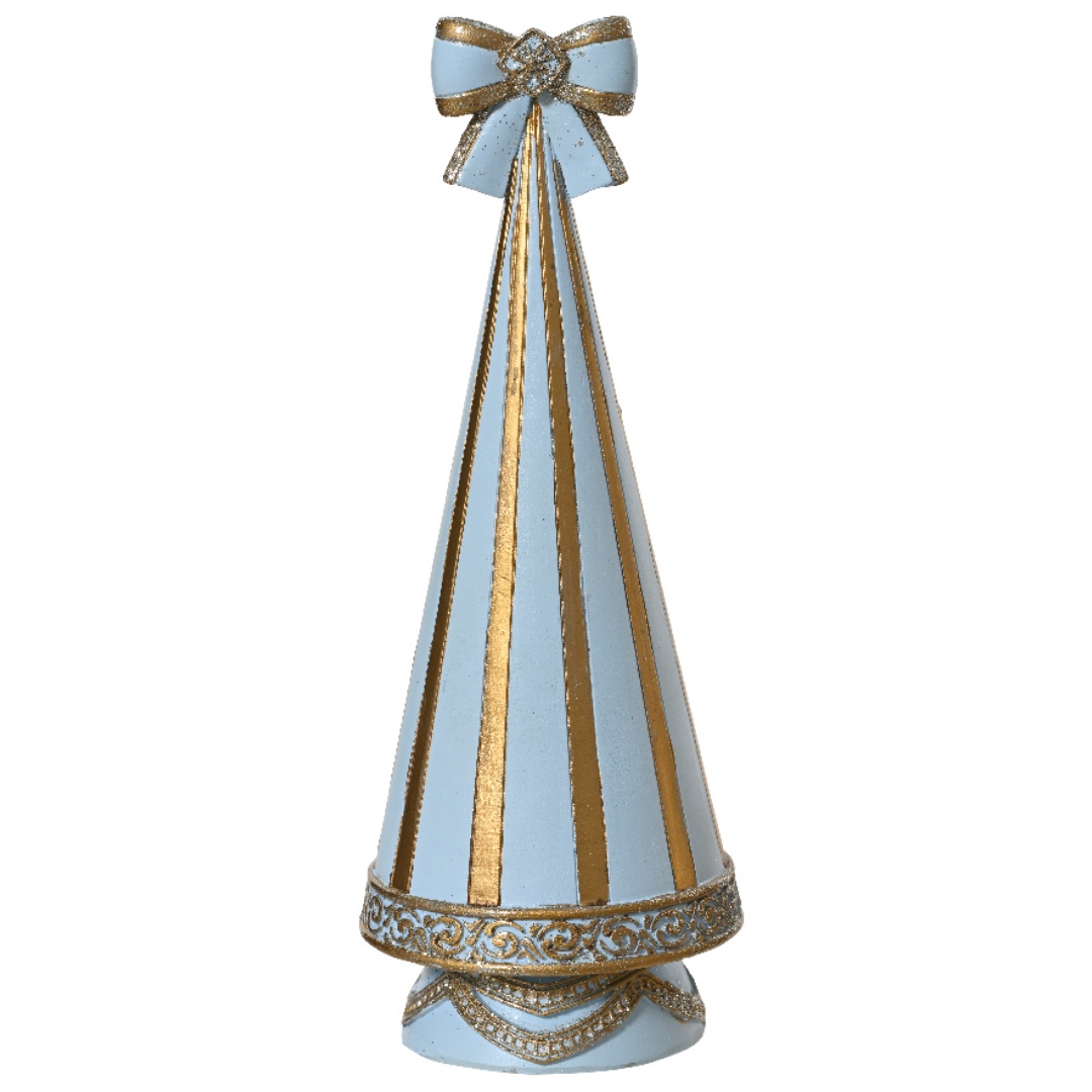 Verzierter Mini-Weihnachtsbaum "Blau mit goldenen Linien" - 19cm K398536-a