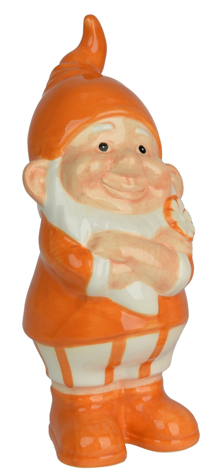 Deko Zwerg aus Porzellan (Mit Blume) Orange - 25cm K870675-a