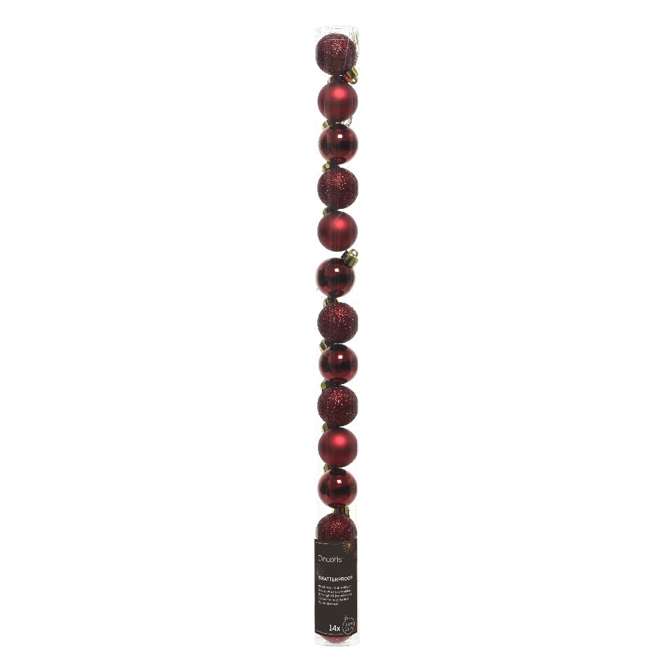 14er Set Weihnachtskugeln 3cm - Rot K020459
