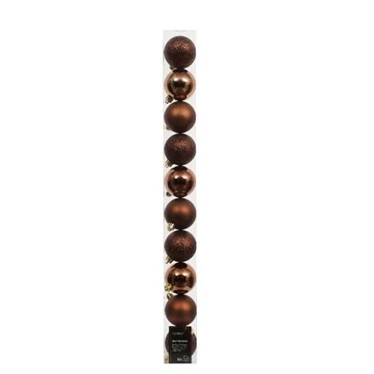 10er Set Weihnachtskugeln 6cm - Braun K021550
