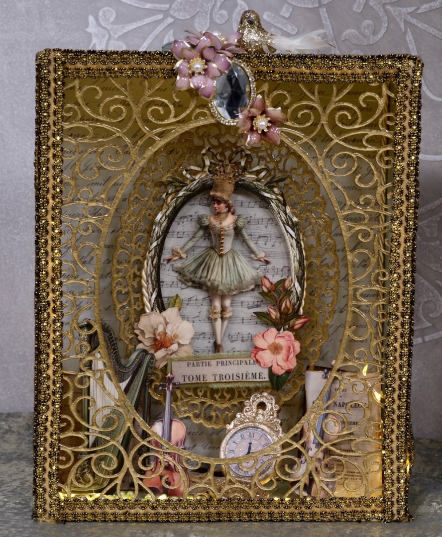 4 Bogen Folienblumen "Allegra" mit Goldfolienbedruckung