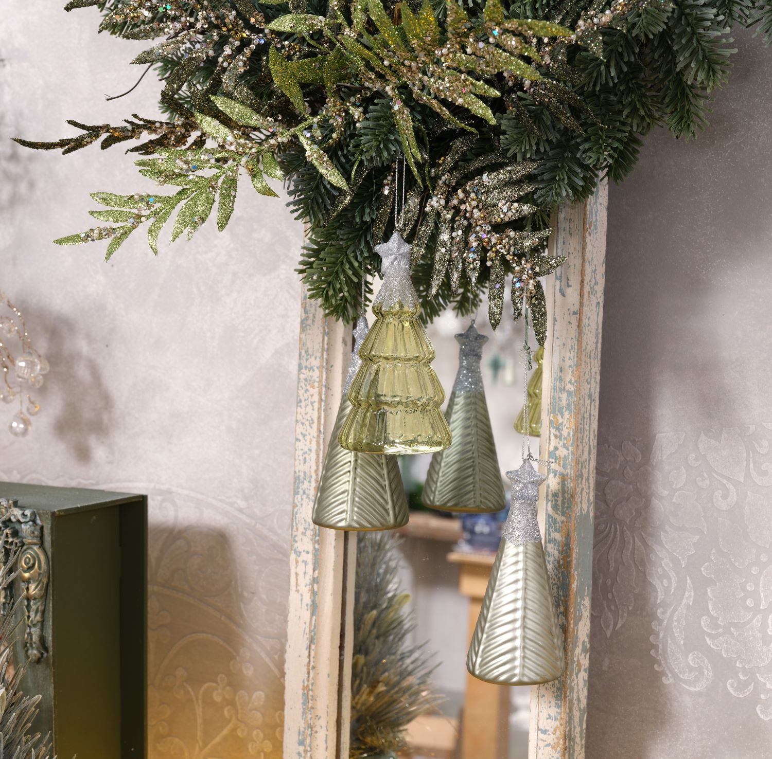 3 Weihnachtskugeln "Baum" - Grün