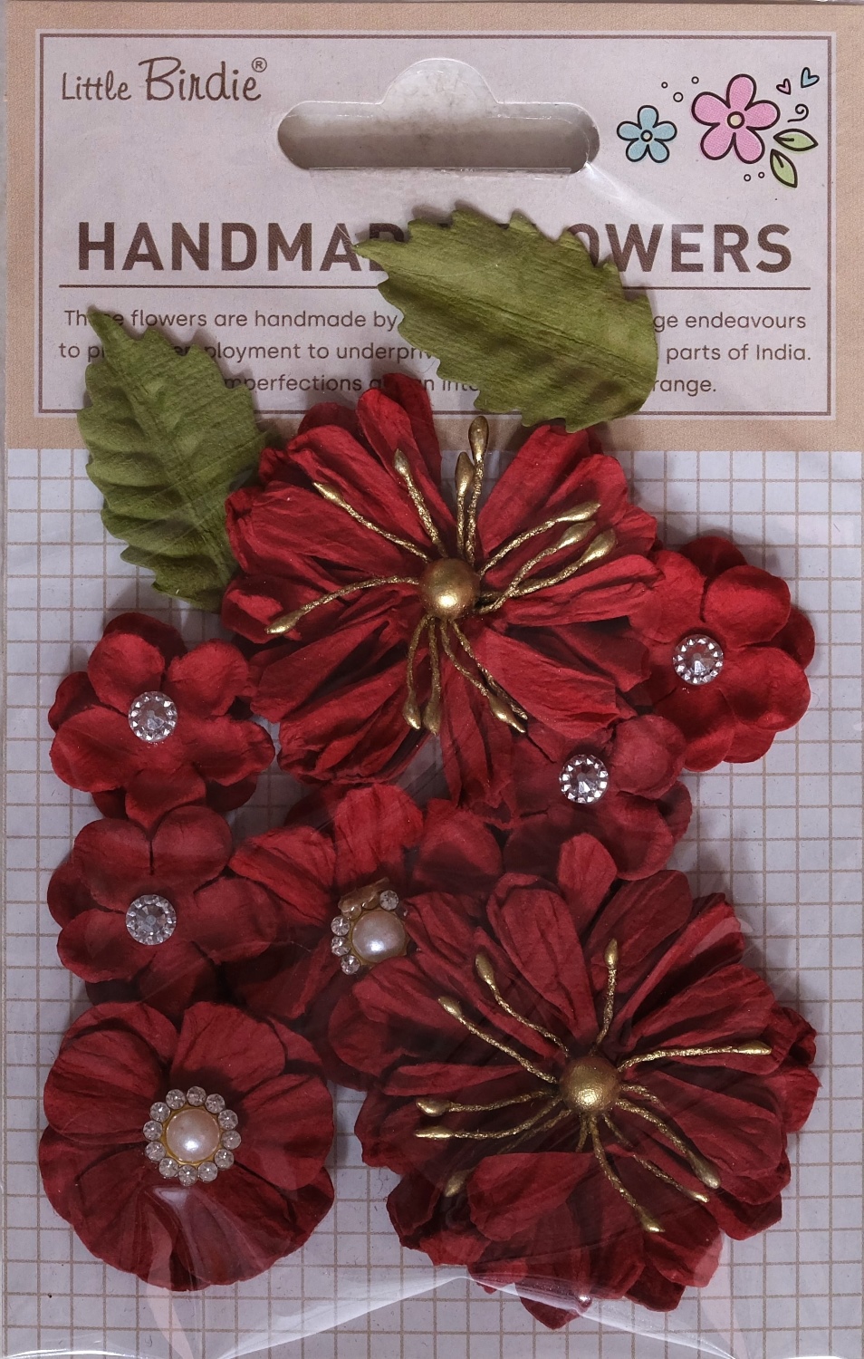 Papierblumen "Liora" Cardinal Red 10 St  CR103261