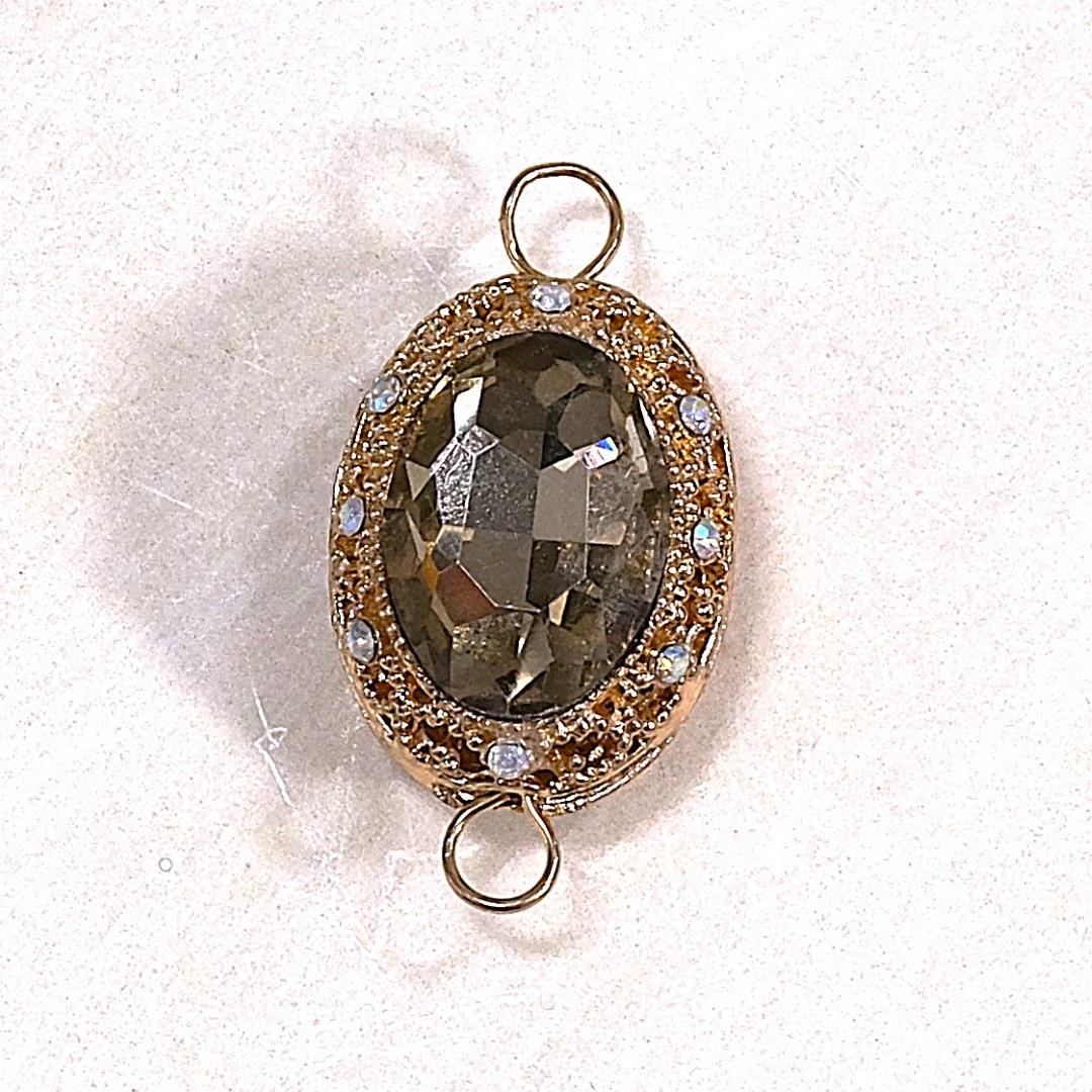 Deko-Anhänger „Royal Oval“ – Gold/Klar – 3,5 × 2 cm