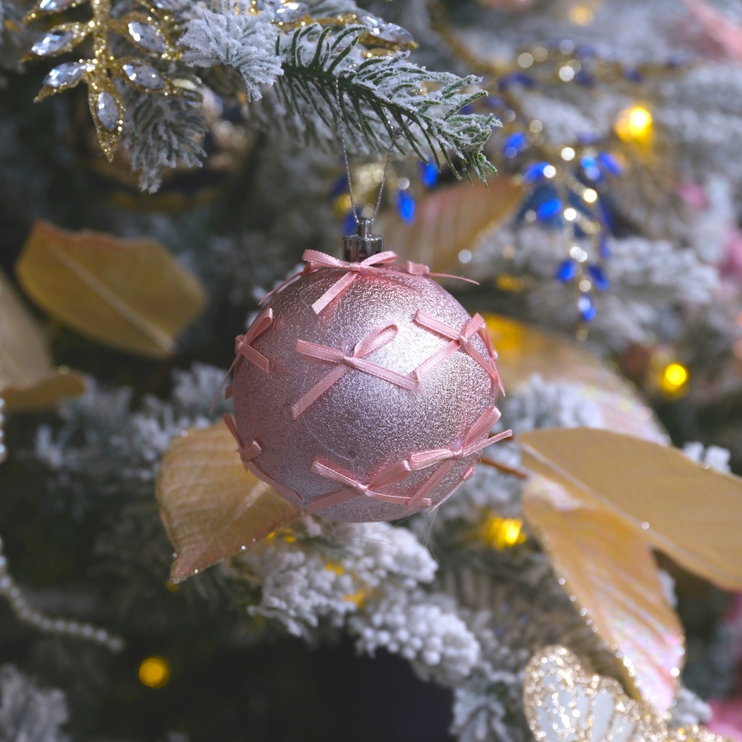 Weihnachtskugel Anhänger 8cm - Rosa K024862-b