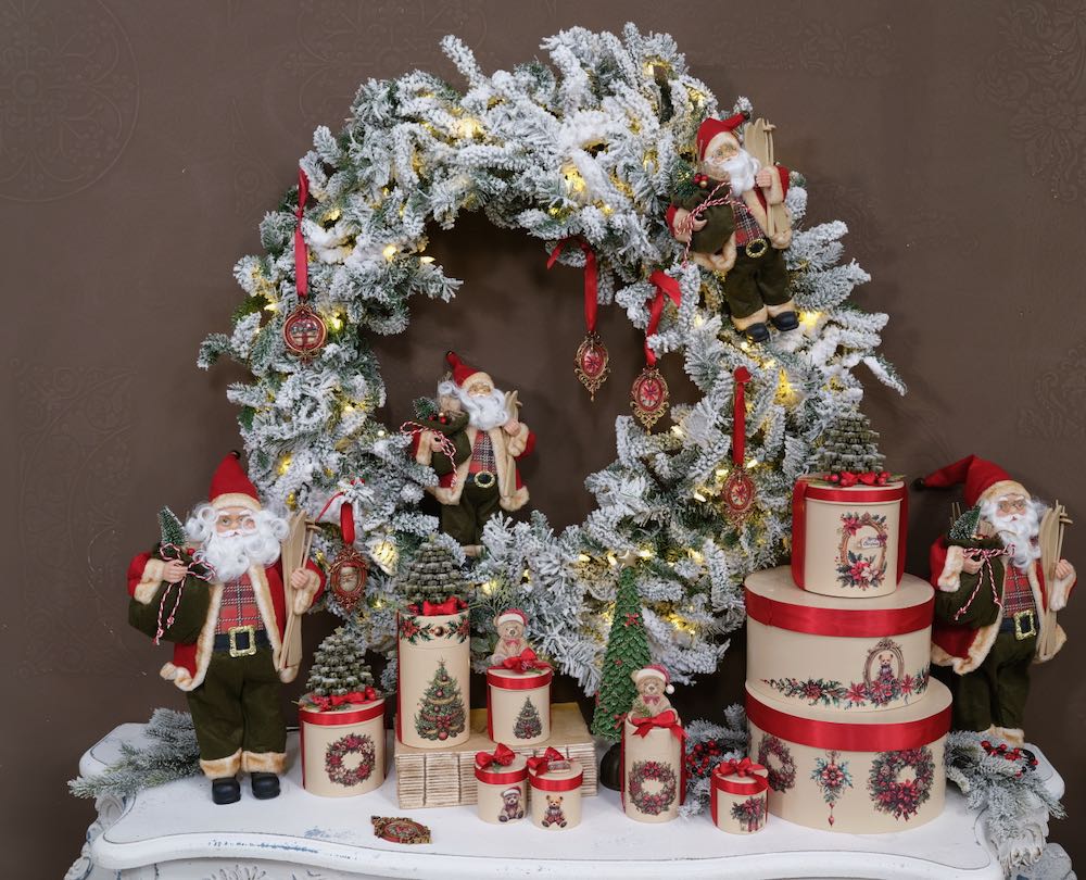 Großer stehender Weihnachtsmann mit Skiier - 30cm K547657