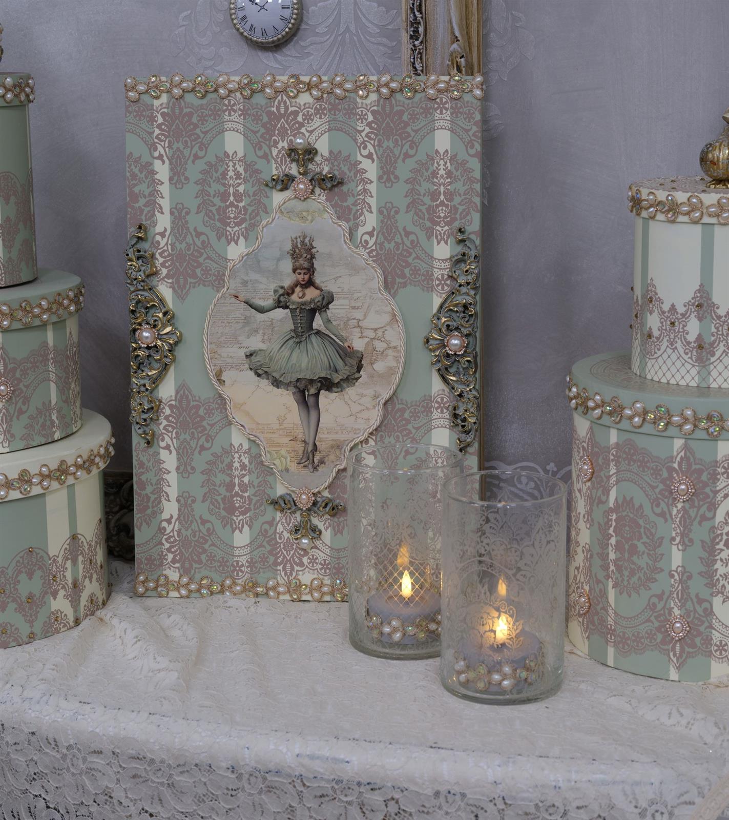 Schmuckornamente mit Perlen und Strass (2 Stk.)