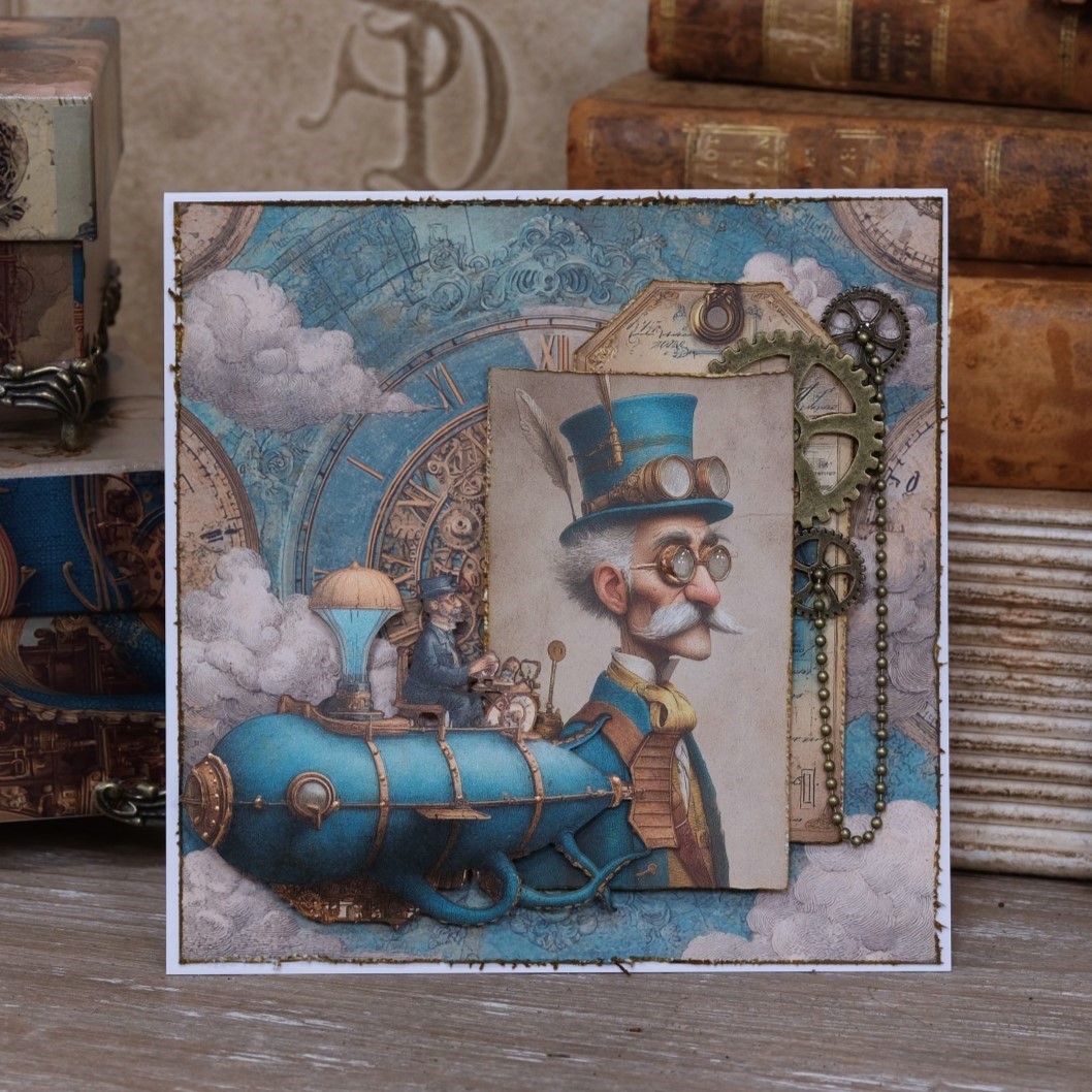Papierset "Edison/Steampunk" - 12x Papiere, 12x Tags, 2x Gelaserte Elemente