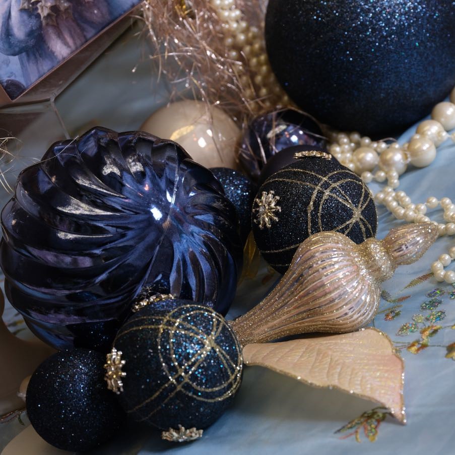 4er Set XXL Weihnachtskugeln 14cm - Blau K022836