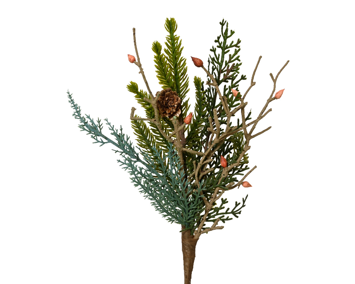 Deko-Zweig mit Zapfen aus Kunststoff – 25 cm K681575