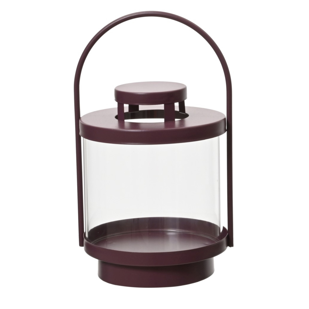 Eisenlaterne mit Glas 21cm - Bordeaux