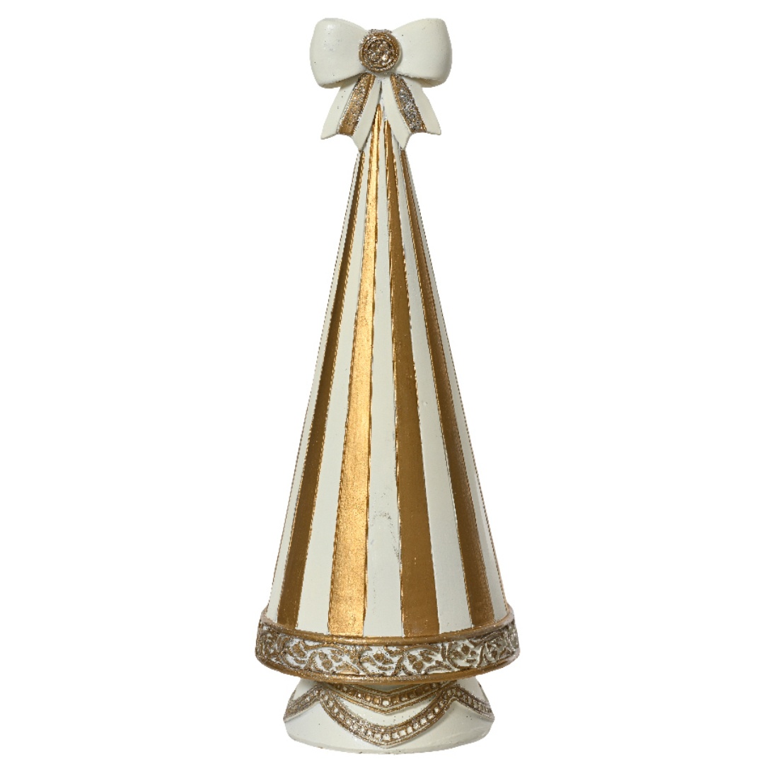 Verzierter Mini-Weihnachtsbaum "Weiß mit goldenen Linien" - 19cm K398536-b