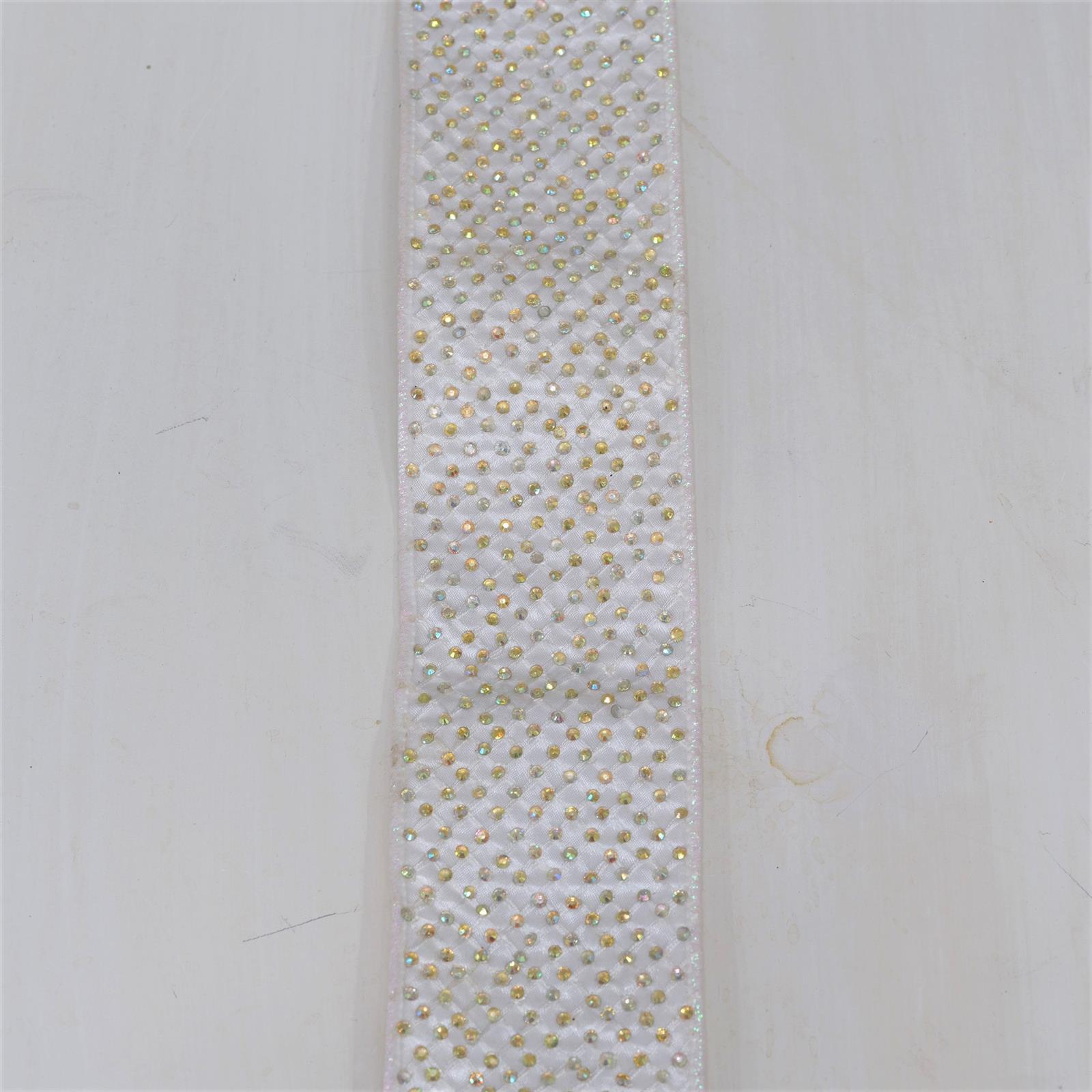 4,57m Schleifenband mit Strass Weiß / OCFP27467