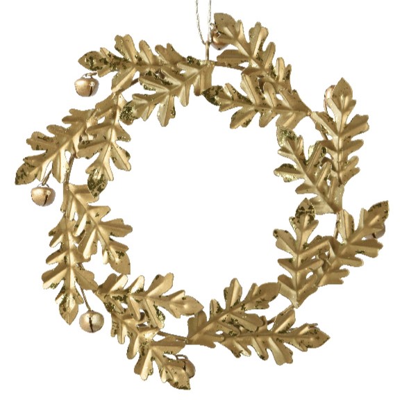 Metall Eichenblattkranz 17 cm - Gold