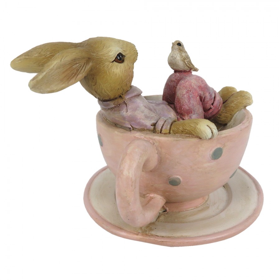 Figur "Hase in rosa Tasse"
