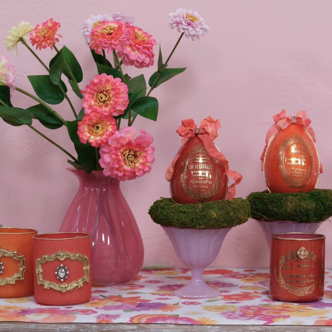 Glas Vase "Flower" Orange - 25cm K860632