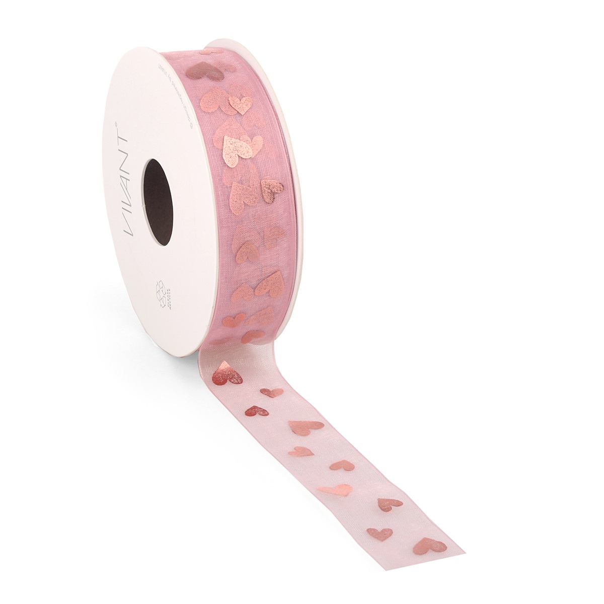 Dekoband "Organza Hearts" 20m - Roségold V4656.2025.29