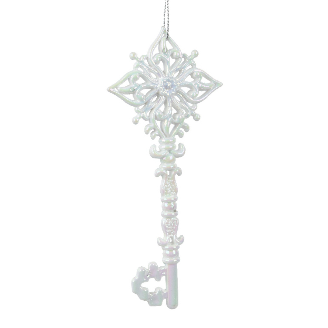 Schneeweißer Schlüssel als Anhänger "Viereck" - 16cm K463291-b