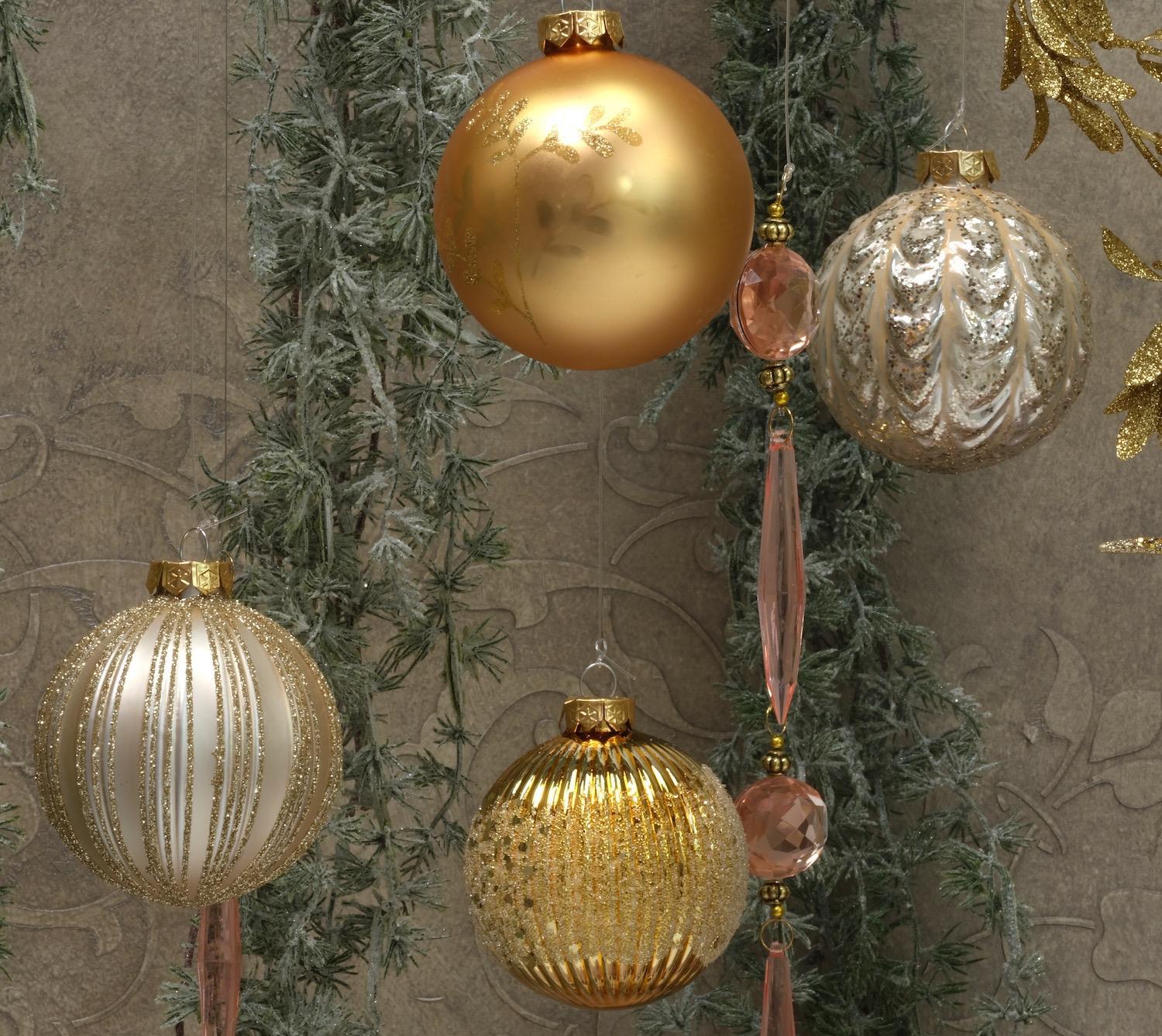Weihnachtskugel Anhänger Gold m. Wellen K062578-a