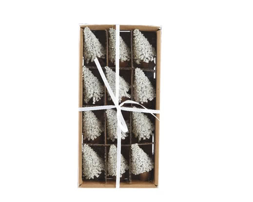 12er Set Mini Weihnachtsbaum mit Schneeoptik - 8cm K687124