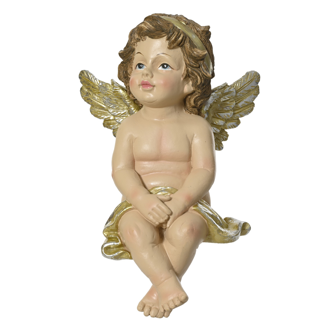 Sitzender Engel mit Blick nach Rechts - 22,5cm