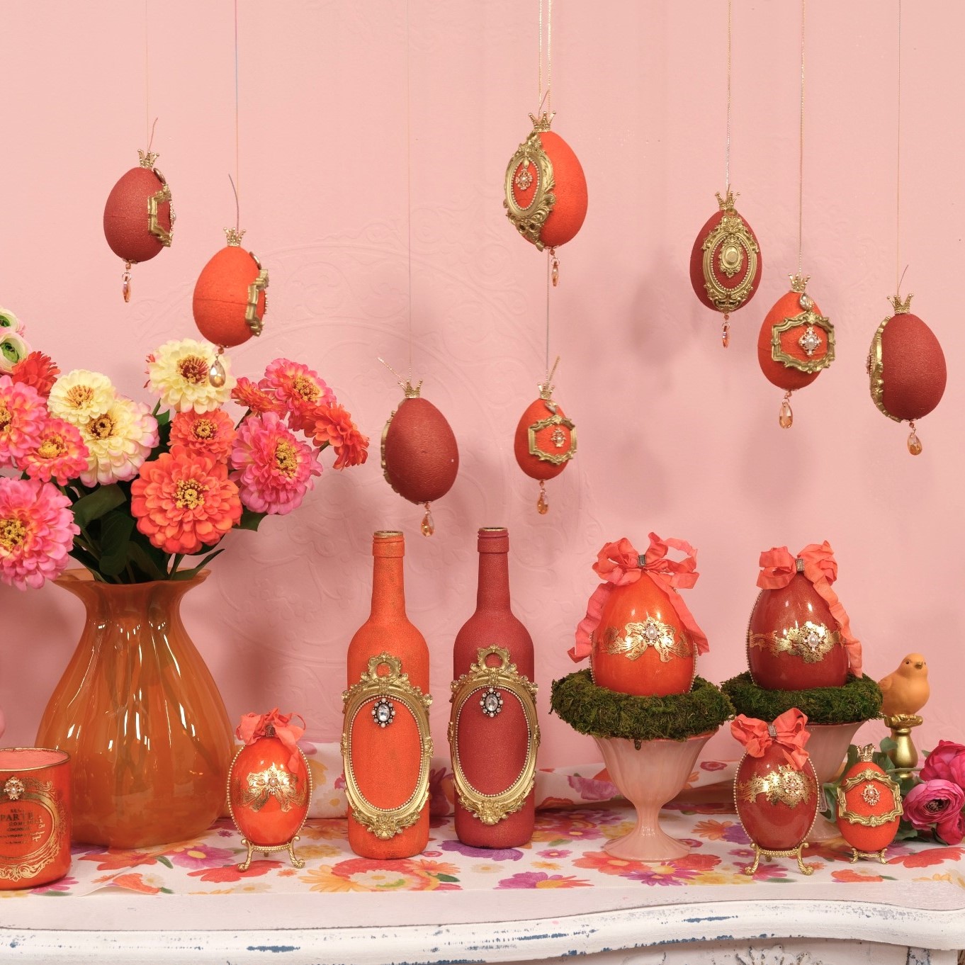 2er Set Glasschalen Creme/Orange - 11,7cm K889873-b