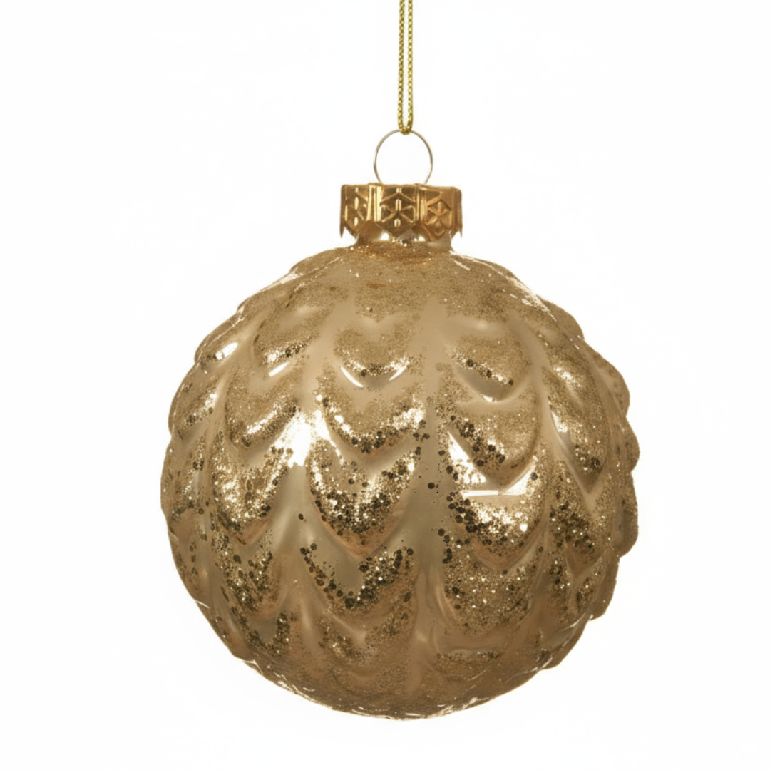 Weihnachtskugel Anhänger Gold m. Wellen K062578-a