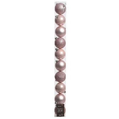10er Set Weihnachtskugeln 6cm - Rosa K020183