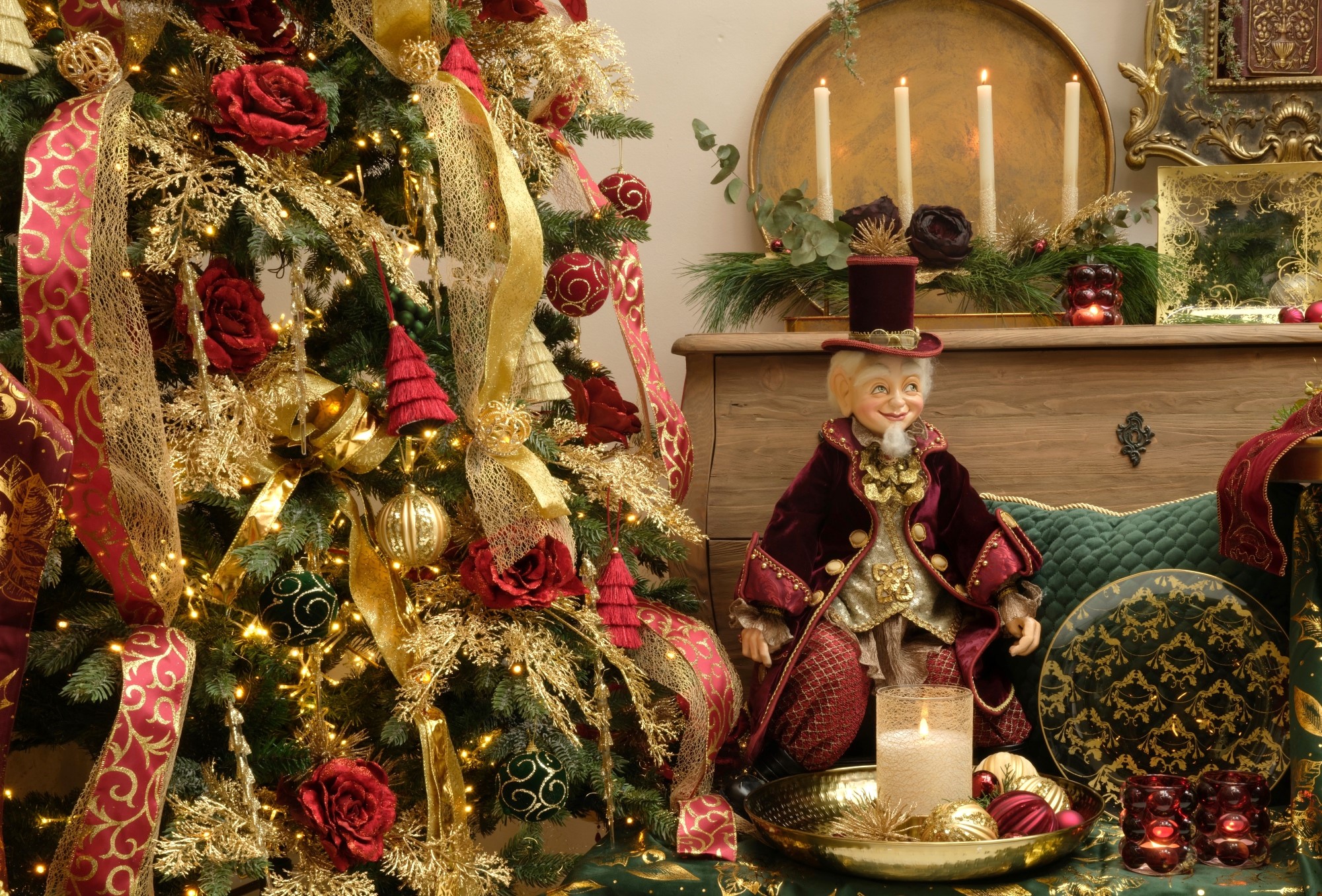 Dekobänder "Weihnachten" - grün/rot/gold