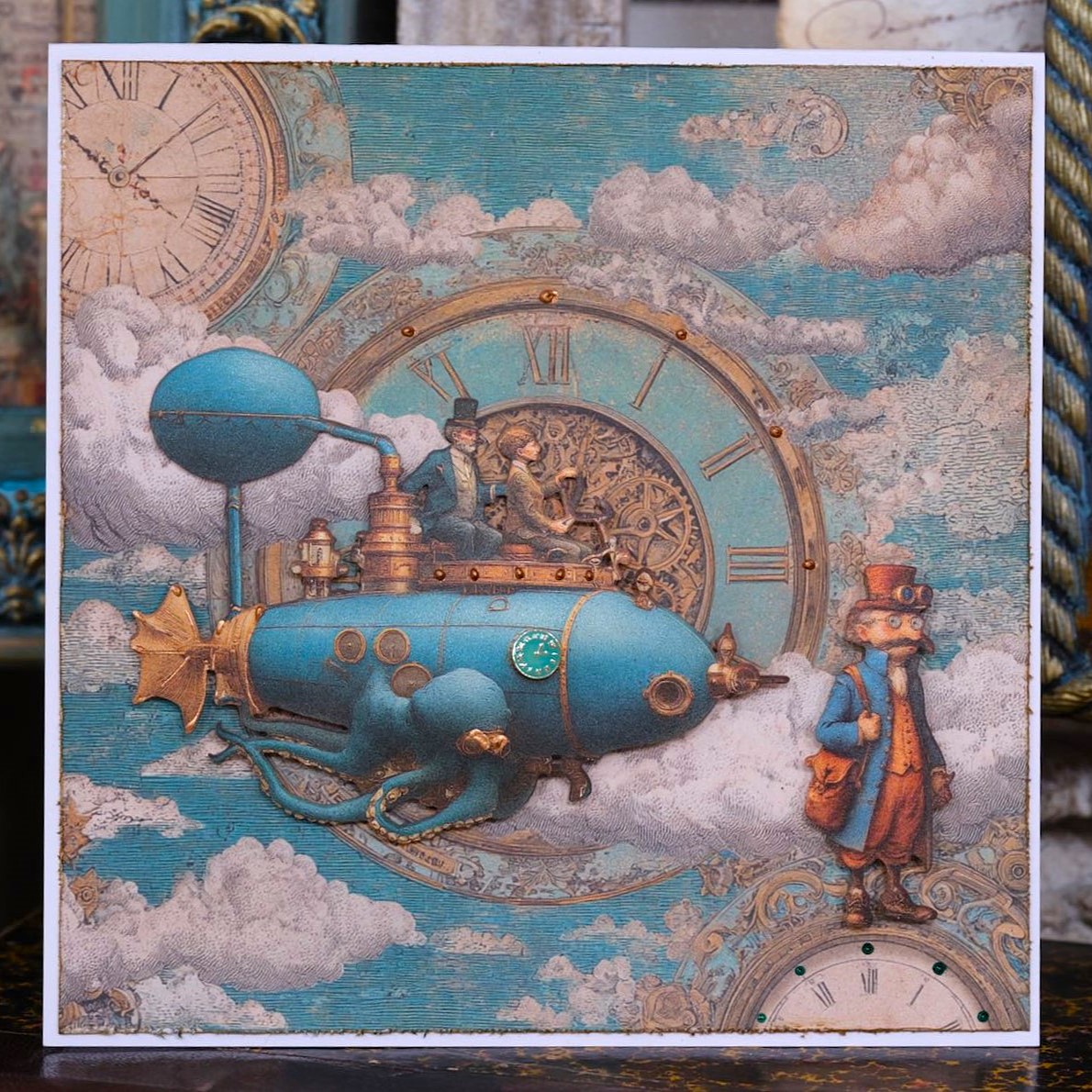 Kleines Papierset "Edison/Steampunk" - 4x Papiere, 4x Tags, 1x Gelaserte Elemente